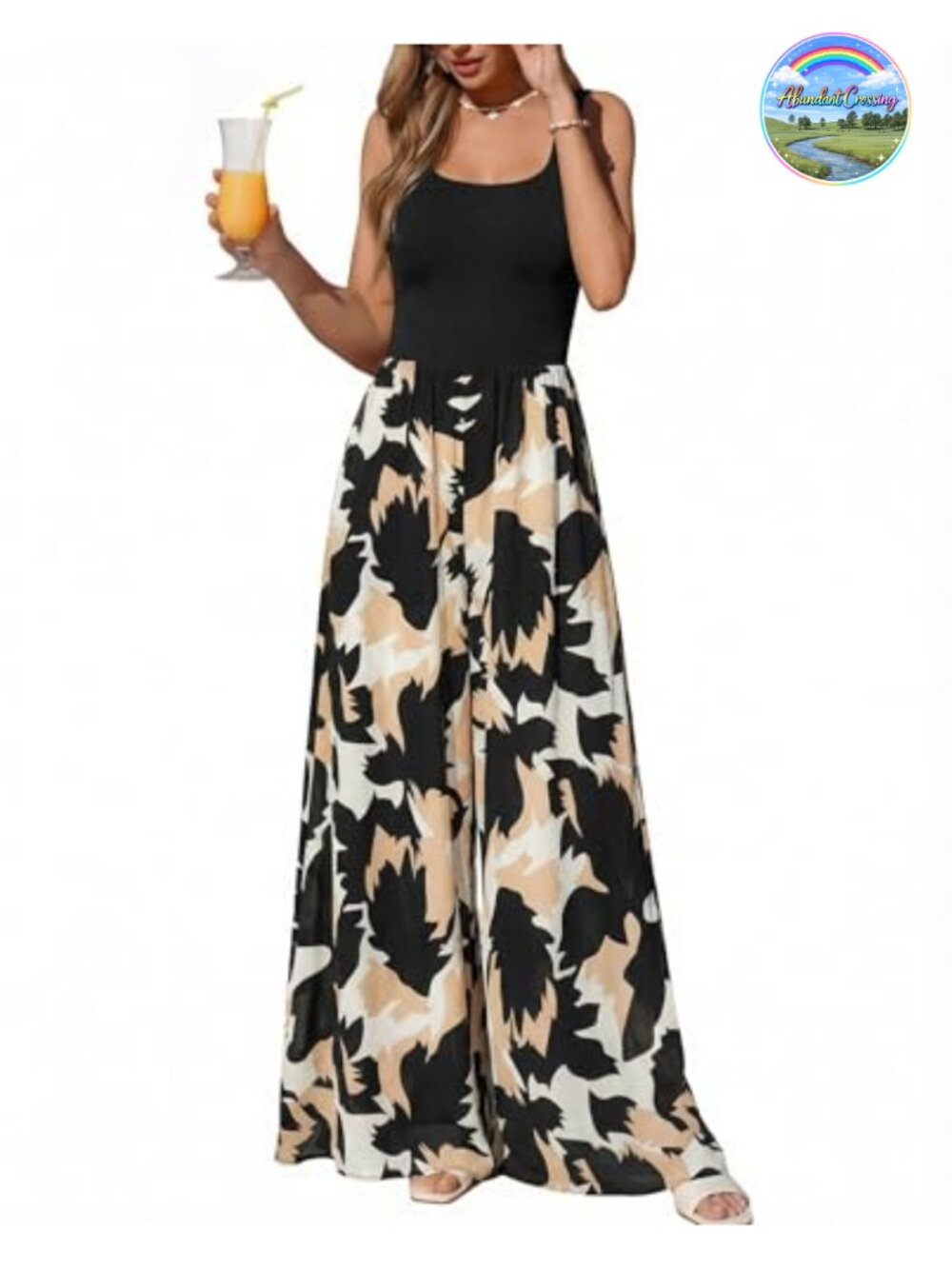 Sleeveless Wide Leg Jumpsuit Scoop Neck Stretchy Knit Travel